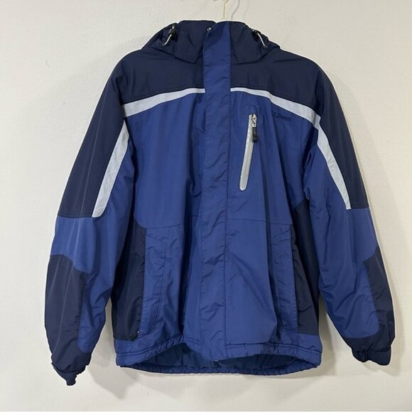 L.L.Bean Men's Blue Hooded Zip Up Waterproof Insulated Jacket Outdoors Large - Picture 1 of 8